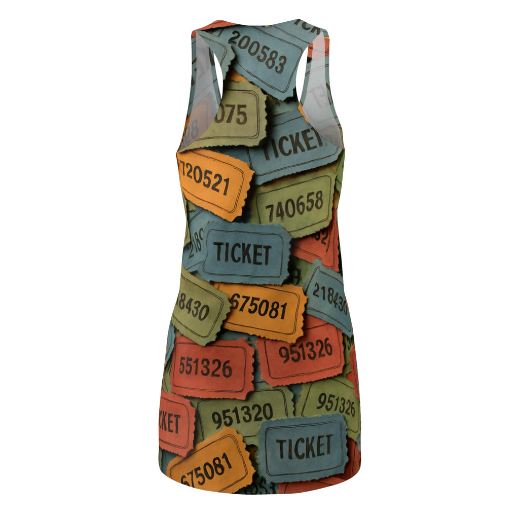 Women's Colorful  Ticket Racer Dress - IAKAM