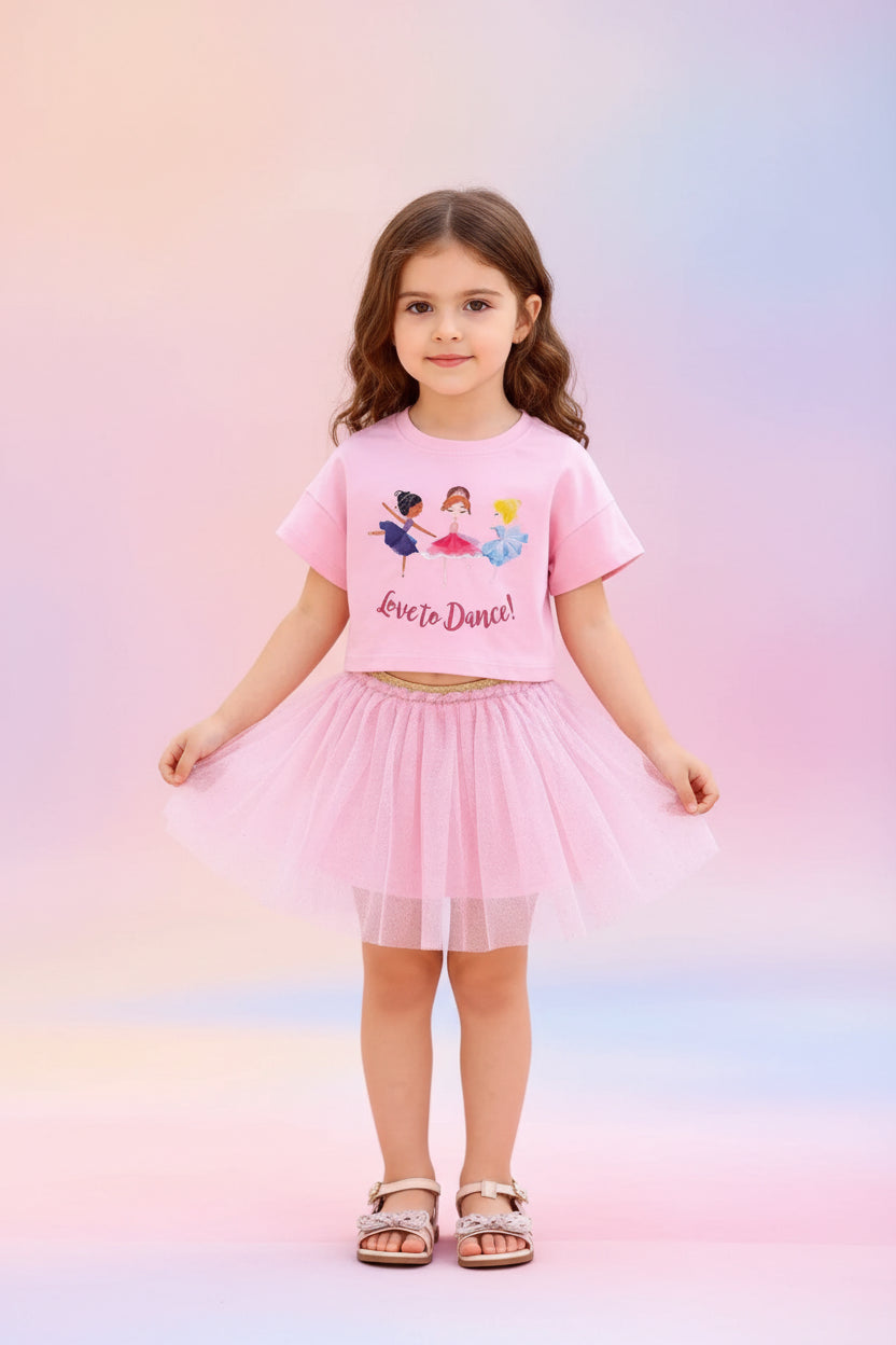 Children's Graphic T-Shirt and Skirt Set