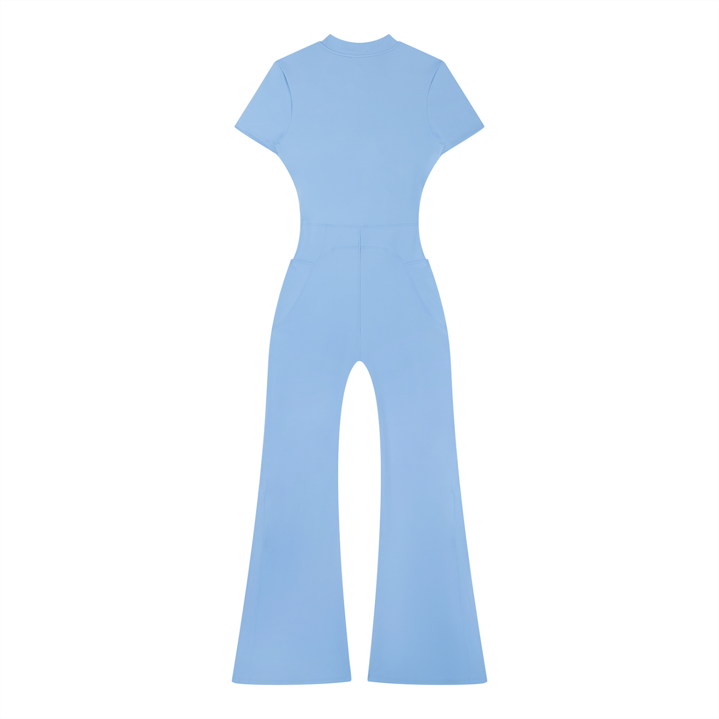 Msfbrownie Women’s Tight Flared Leg Quarter-Zip Jumpsuit