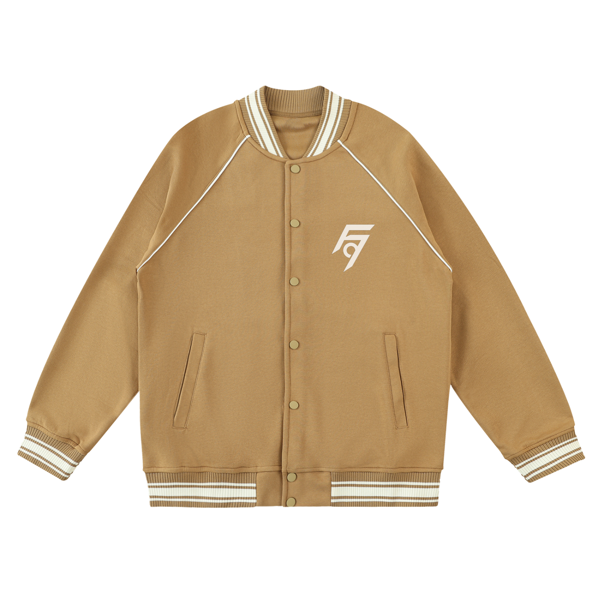 FUSE982 Contrast Trim Raglan Varsity Jacket