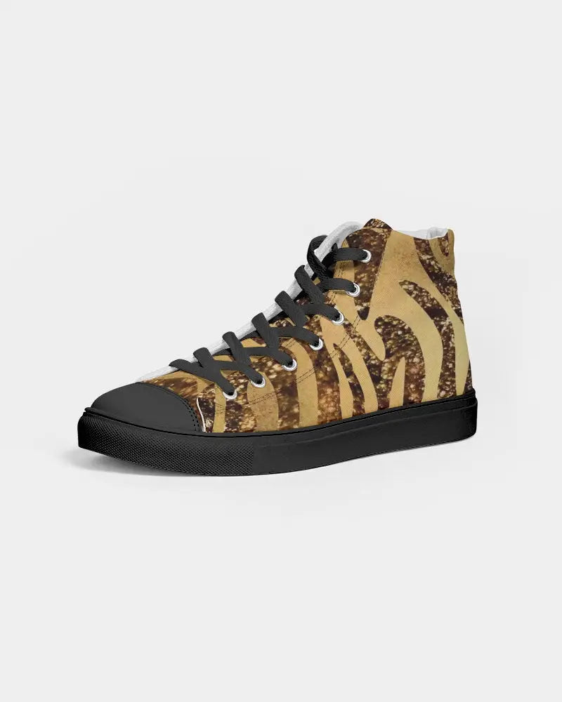 Golden Taz Women's Hightop Canvas Shoe - Black - IAKAM