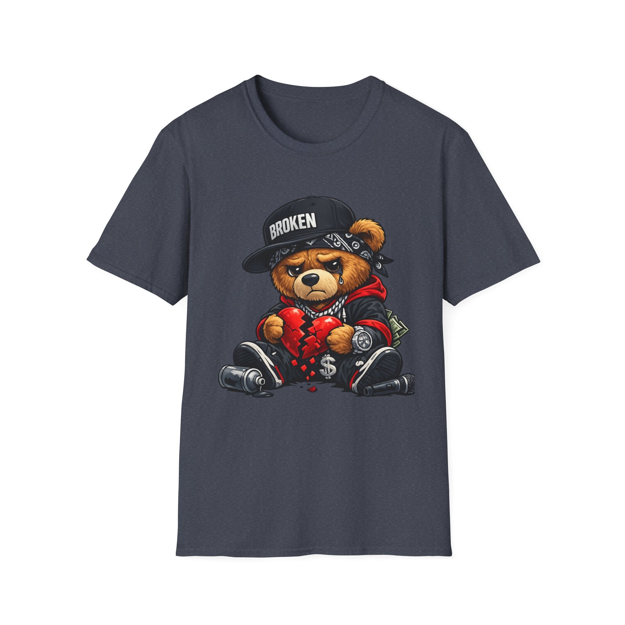 Broken Teddy Bear Graphic Tee — "Love Me" Street Art Shirt Unisex