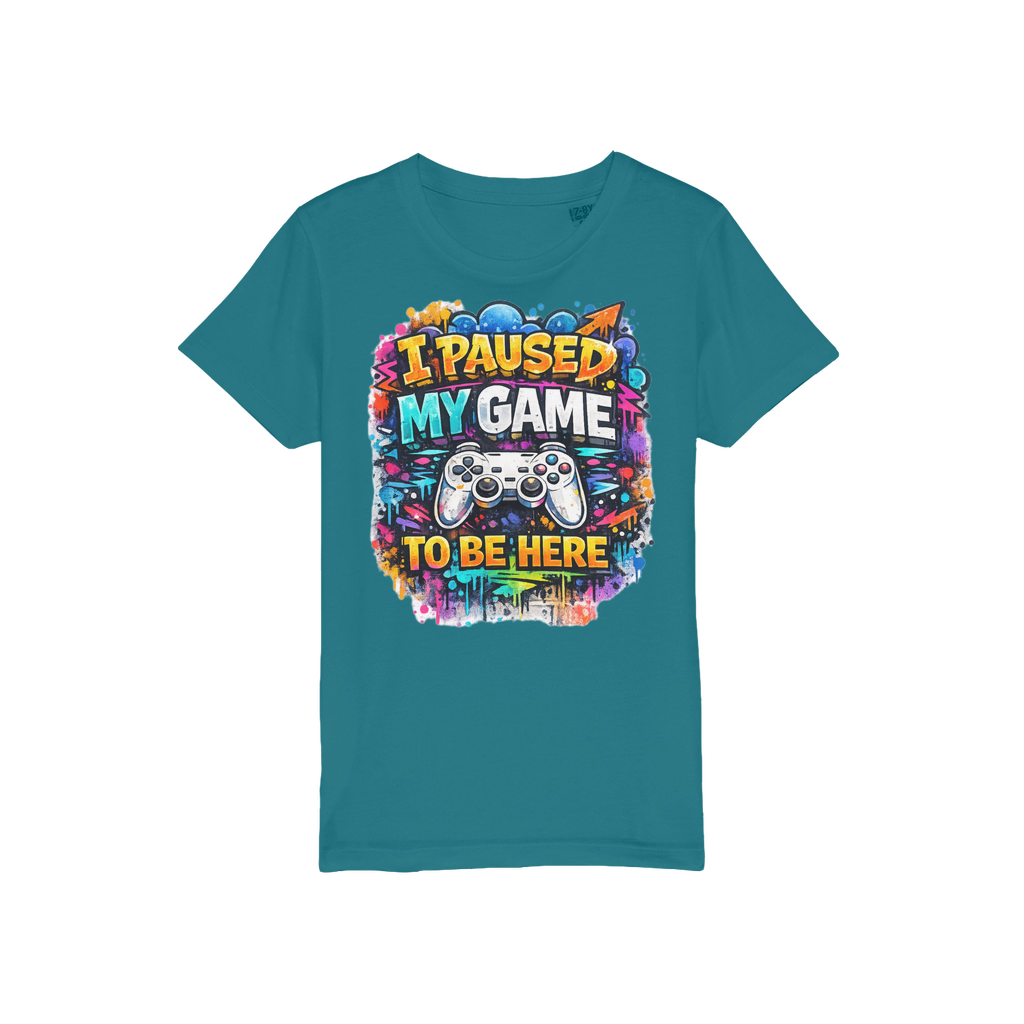 I Paused My Game Kids T-Shirt for Young Gamers - Organic Jersey