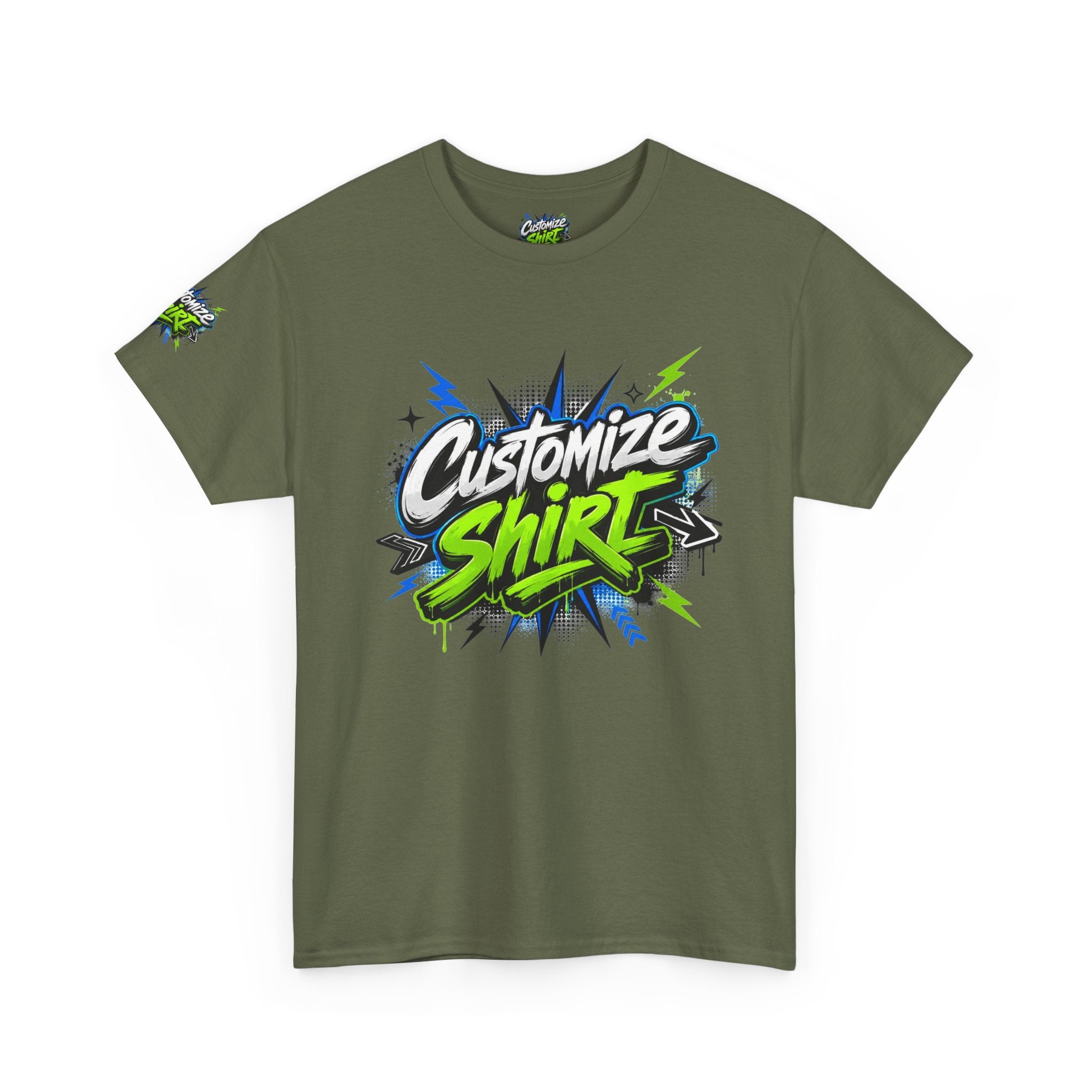 Customize Shirt Graphic Tee — Bold Neon Graffiti Design