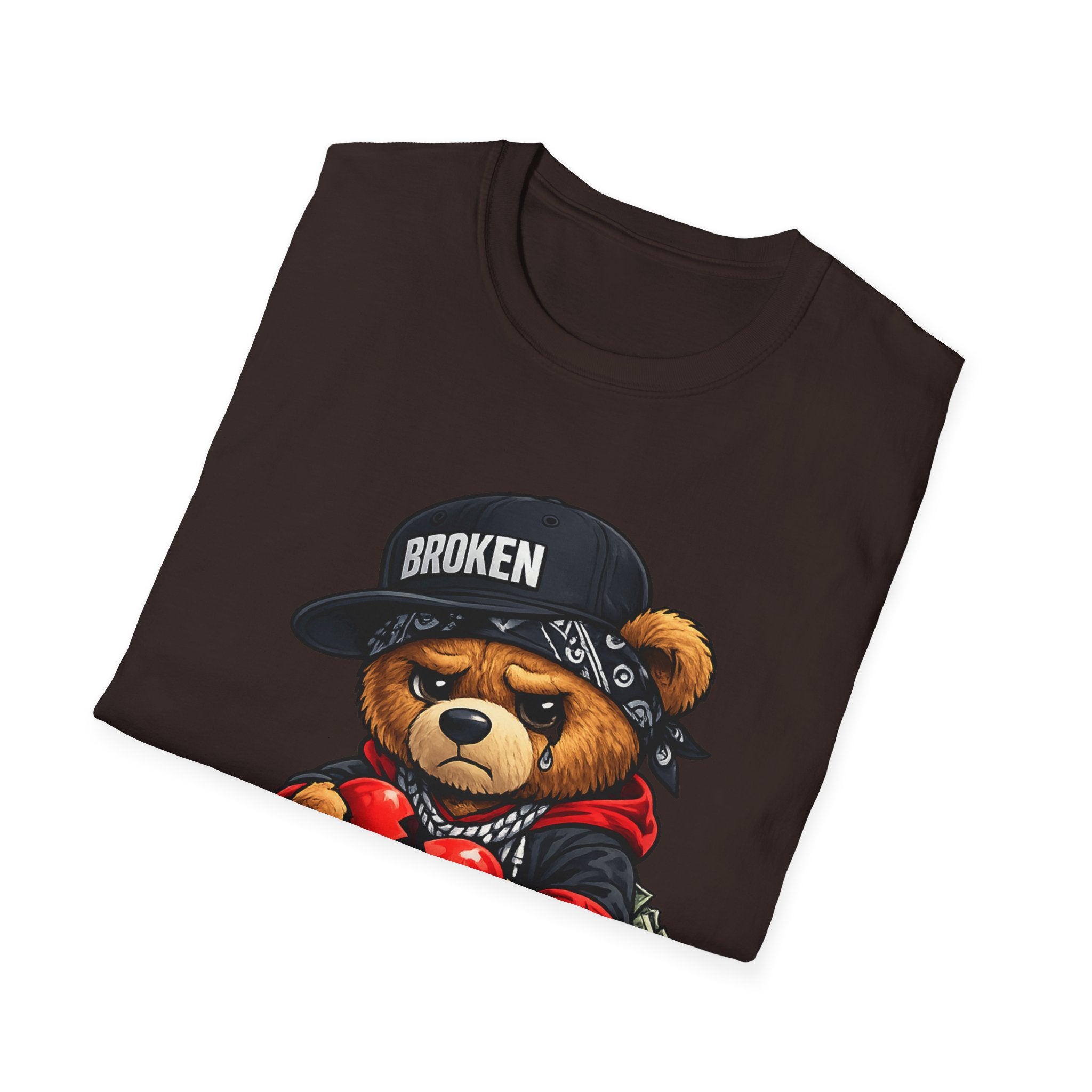 Broken Teddy Bear Graphic Tee — "Love Me" Street Art Shirt Unisex
