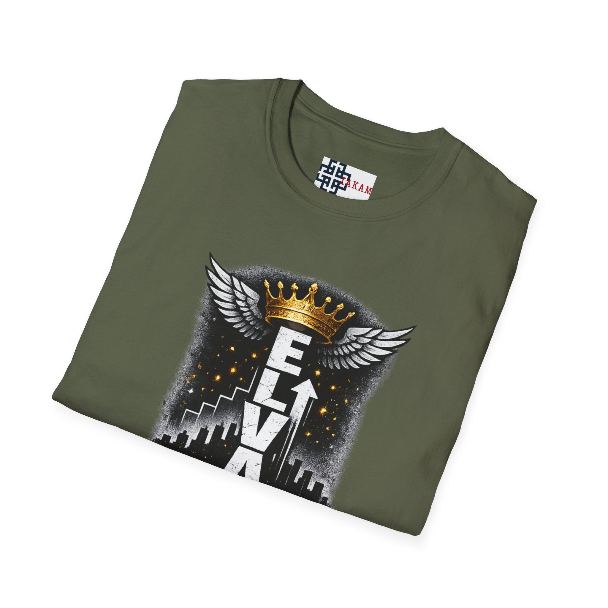 Elevate or Fade Streetwear T-Shirt - Motivational Tee with Crown & Wings