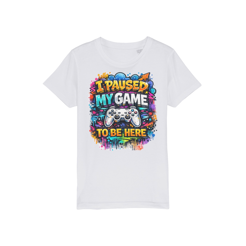 I Paused My Game Kids T-Shirt for Young Gamers - Organic Jersey