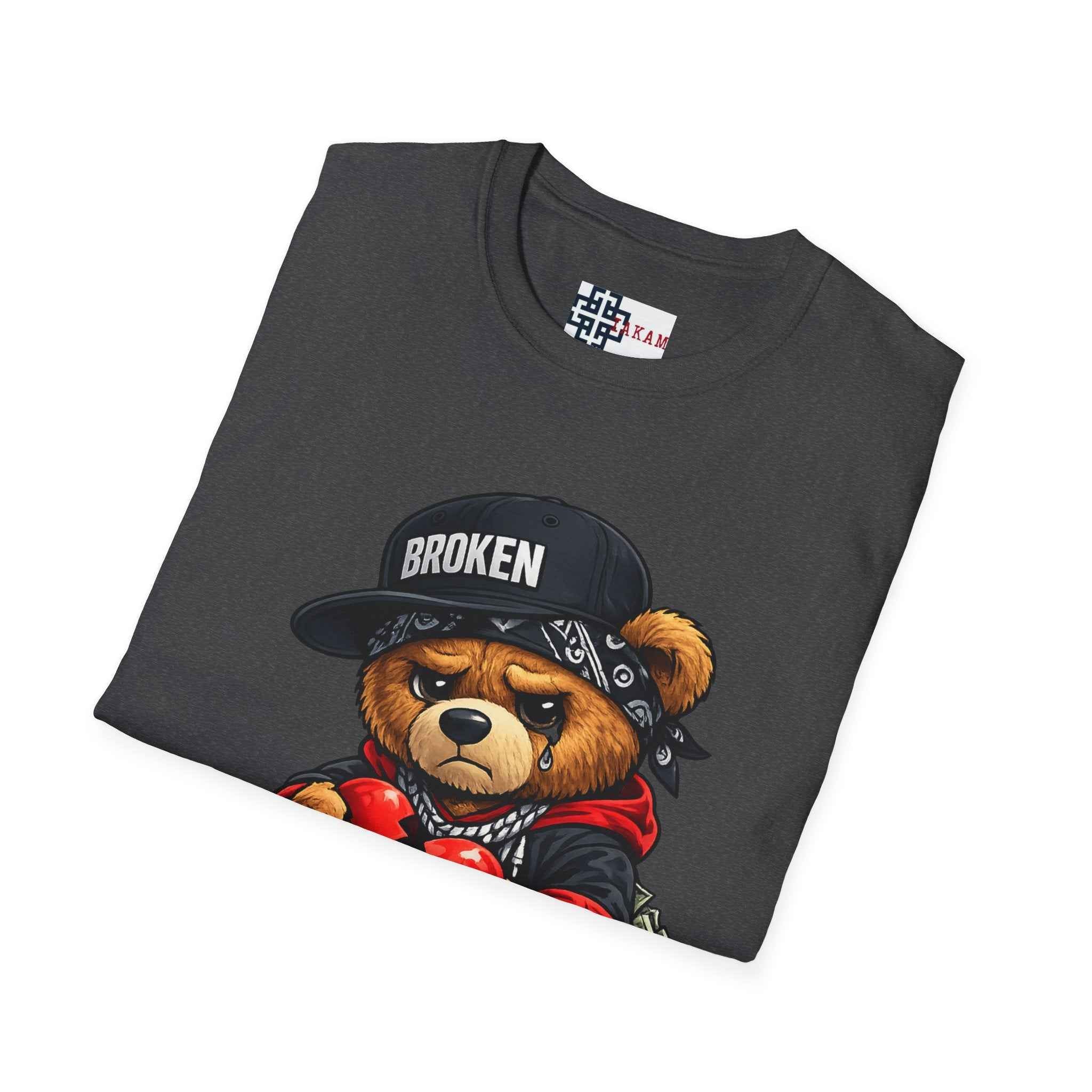 Broken Hearted Teddy Bear Graphic Tee — "Love Me" Street Art  T-Shirt