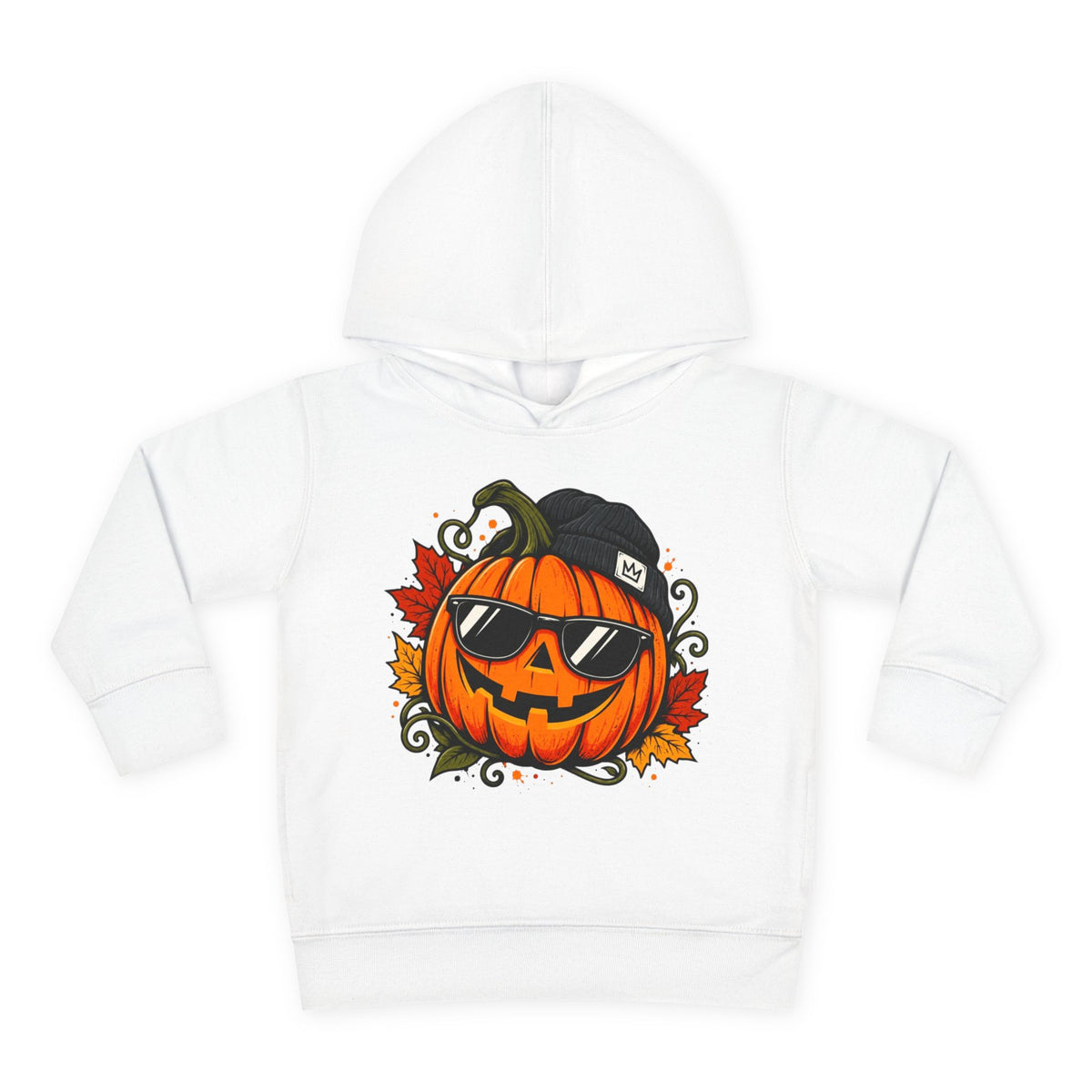 Toddler Halloween Pumpkin Hoodie - Cool Jack-O'-Lantern with Sunglasses & Beanie