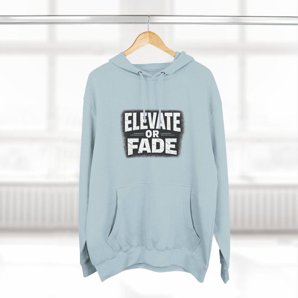 Elevate or Fade Hoodie - Urban Graphic Fleece Pullover with Crown and Wings Design for Stylish Comfort