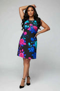 Women's Casual Dress Black Floral(AOP)