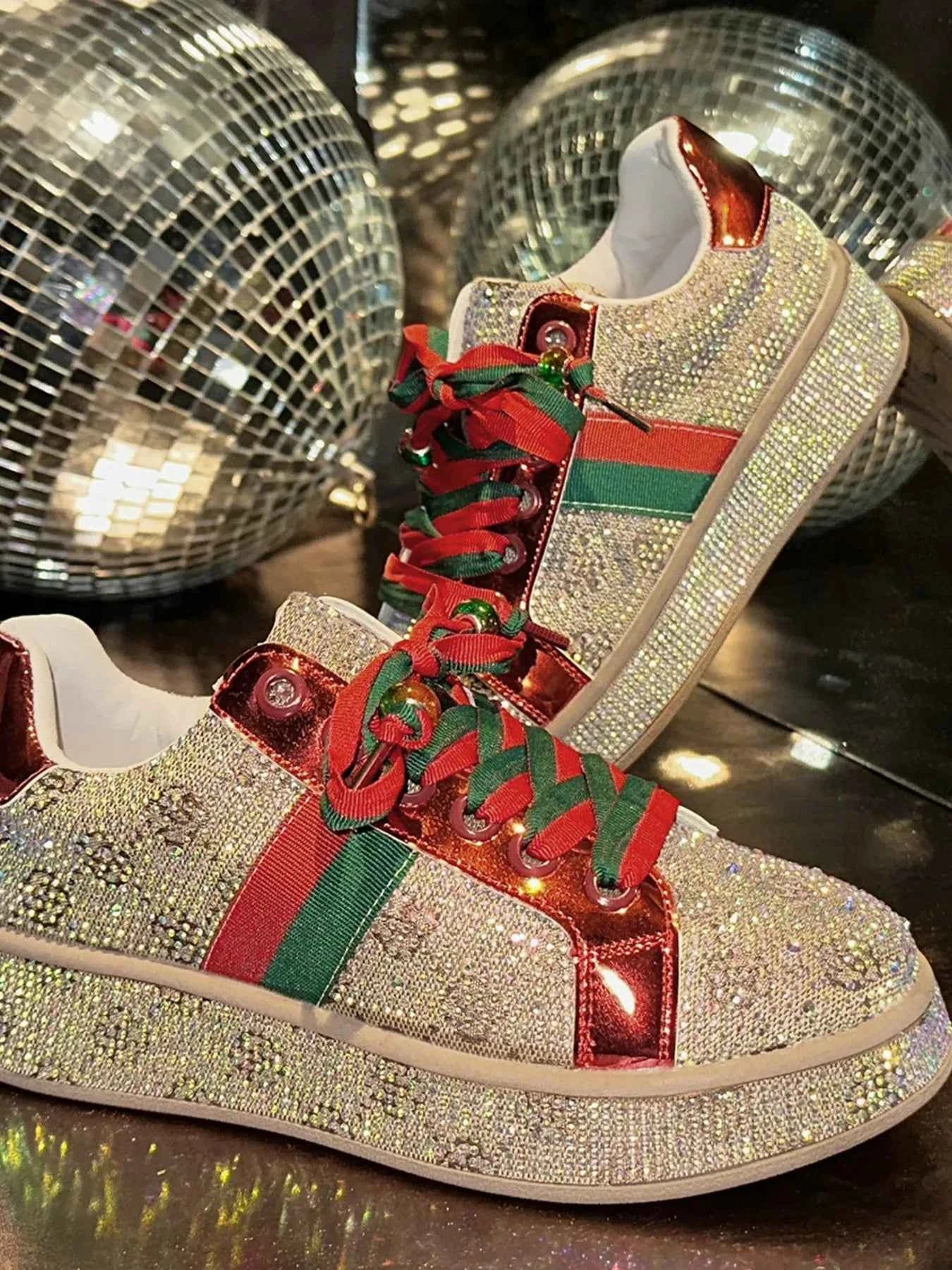 Rhinestone Round Toe Sneakers