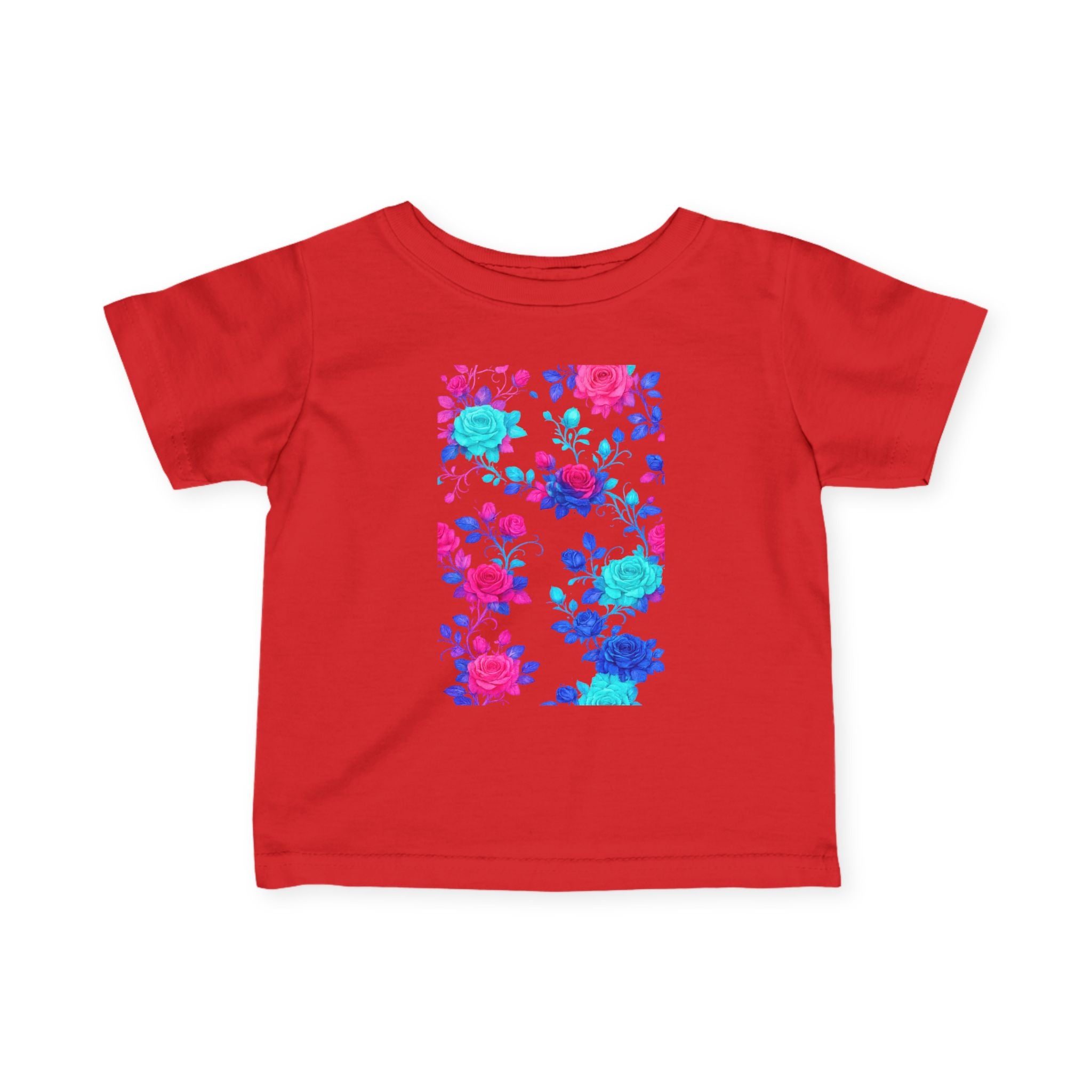 Infant Tee - Bright Floral Baby Shirt with Watercolor Floral Design for Girls