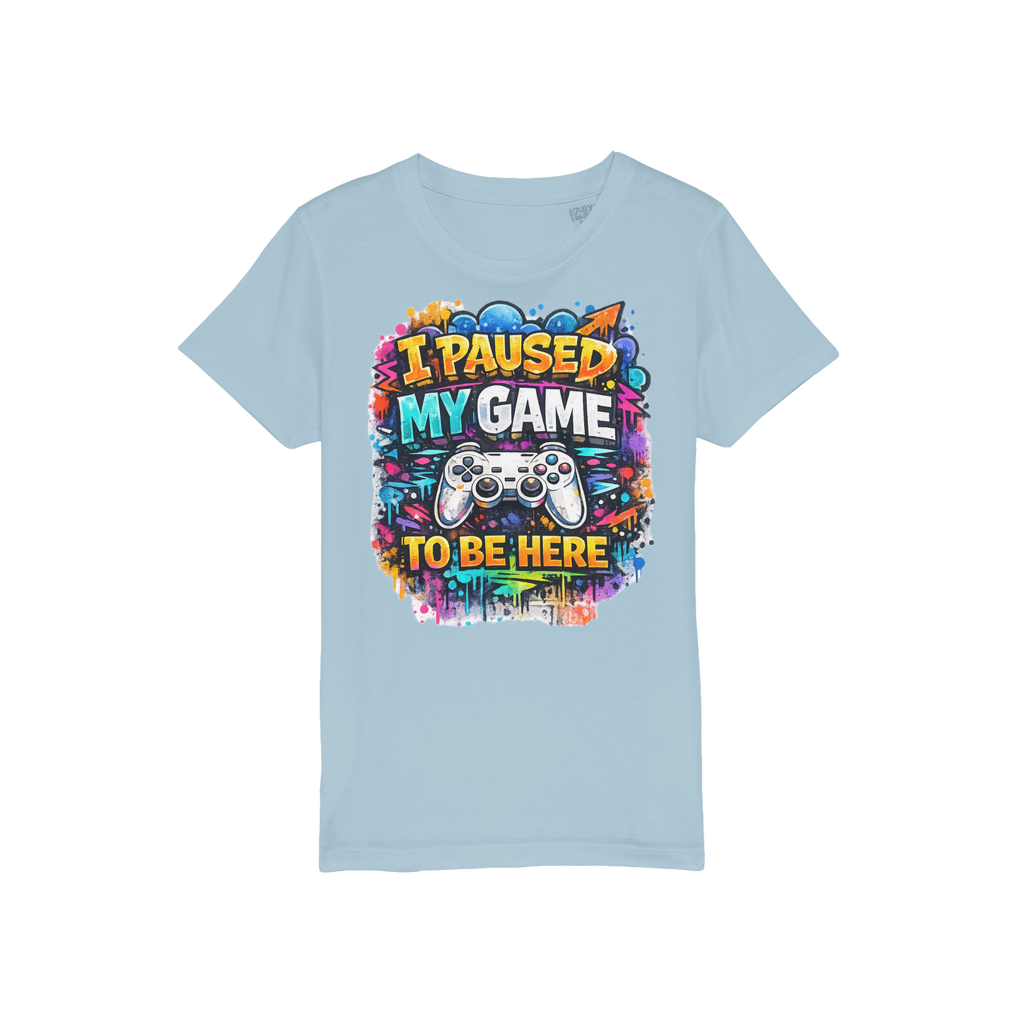 I Paused My Game Kids T-Shirt for Young Gamers - Organic Jersey