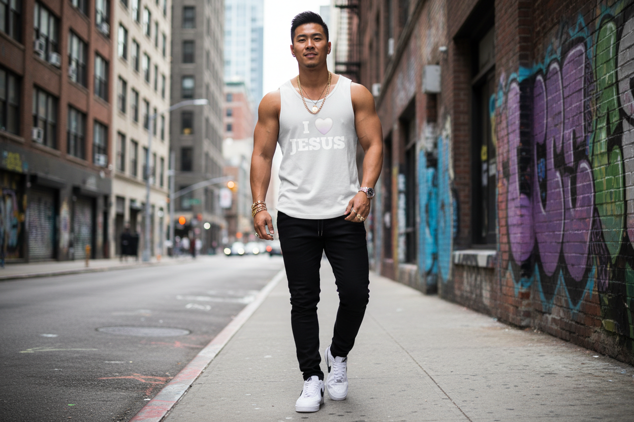 I love Jesus Muscle Top for Adults - Classic Style Muscle Tee