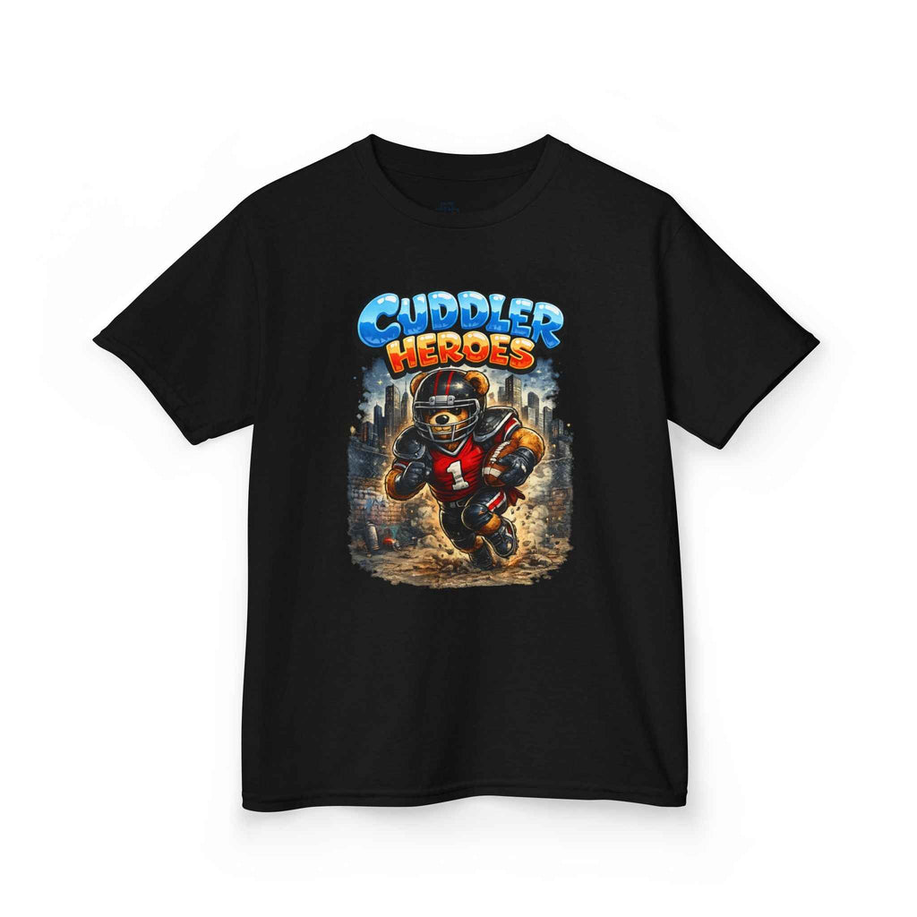 Kids T-Shirt — "Cuddler Heroes" Football Bear Graphic Tee