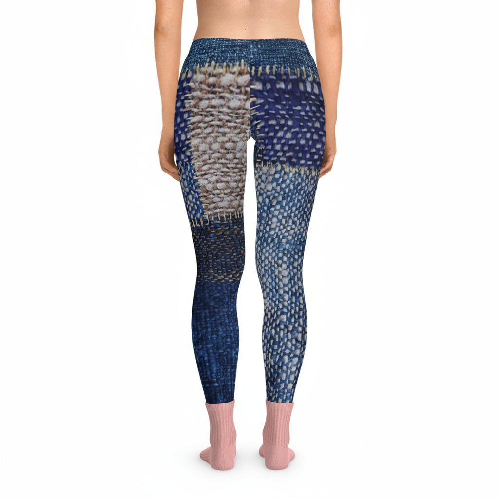 Stretchy Leggings Denim Print - IAKAM