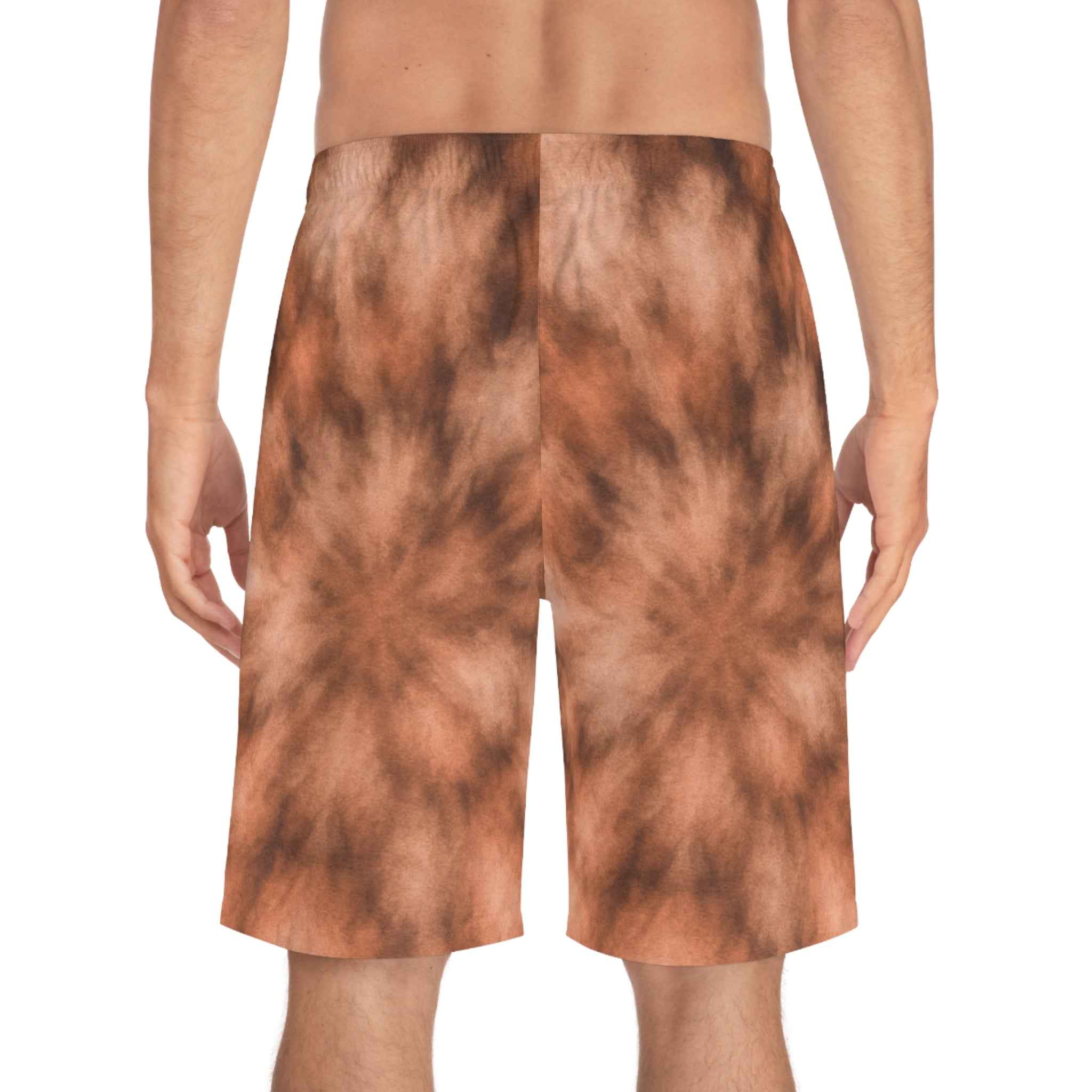 Copper Tie-Dye Board Shorts — Men’s Beach Swim Trunks