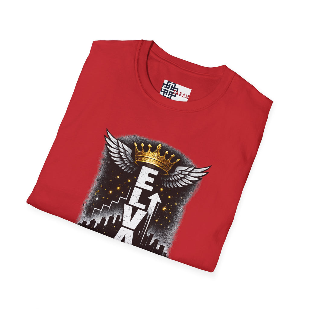 Elevate or Fade Streetwear T-Shirt - Motivational Tee with Crown & Wings