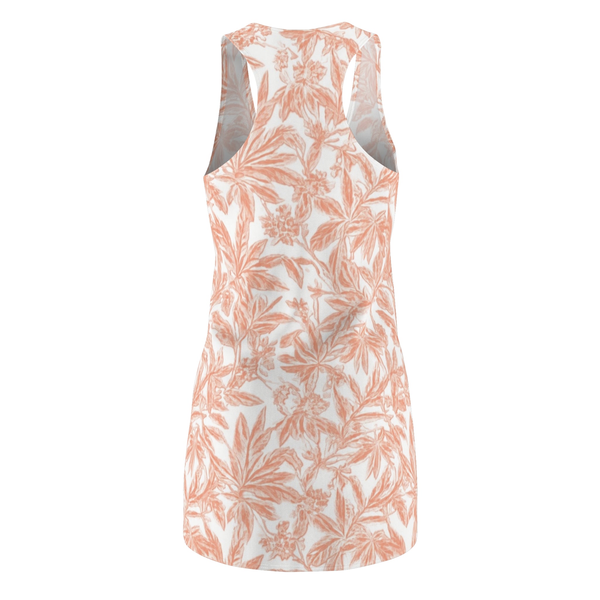 Peach Palm Leaf Racerback Dress — Tropical Floral AOP Sundress