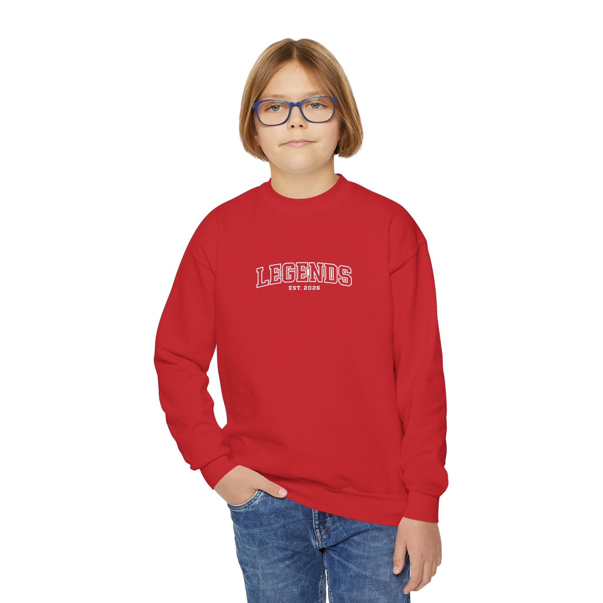 Youth Crewneck Sweatshirt – Classic Plain White Kids Pullover
