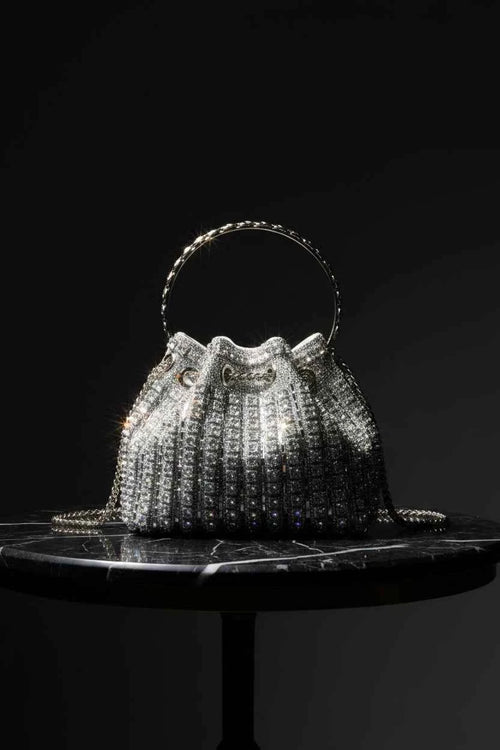 Rhinestone Embellished Bucket Crossbody Bag