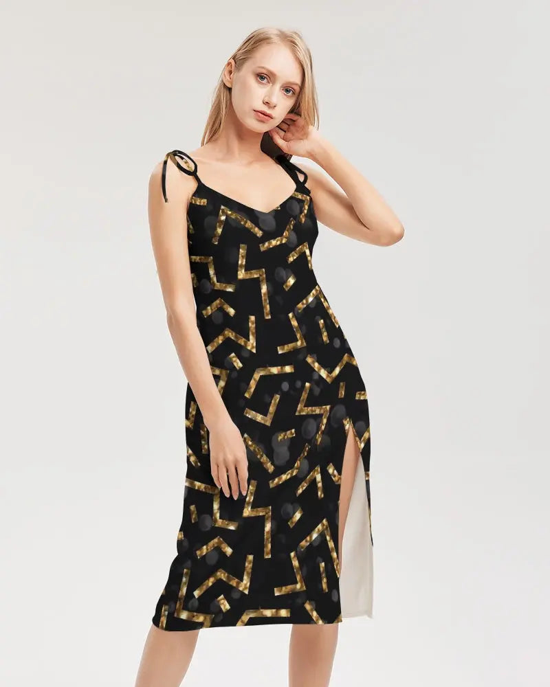 Pixie Night Women's Tie Strap Split Dress - IAKAM