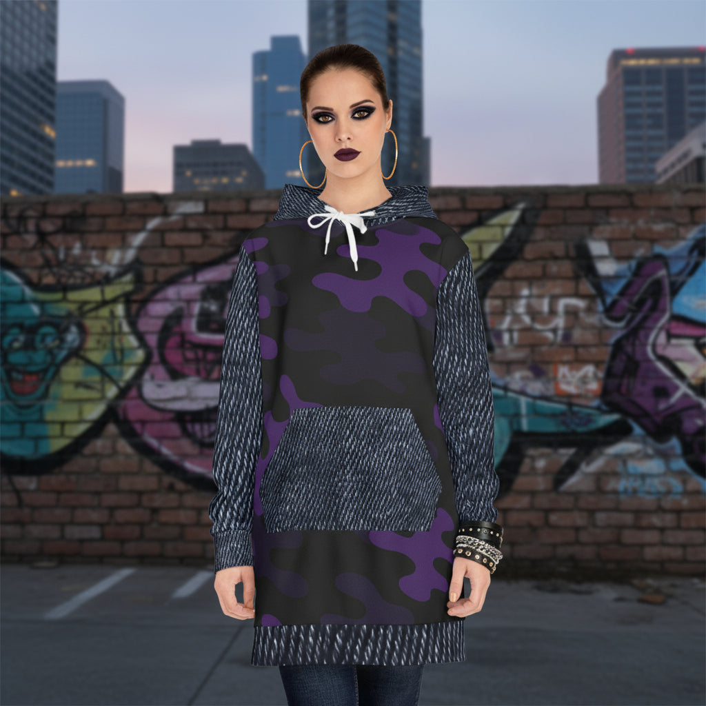 Women's Purple Camo Hoodie Dress for Stylish Comfort