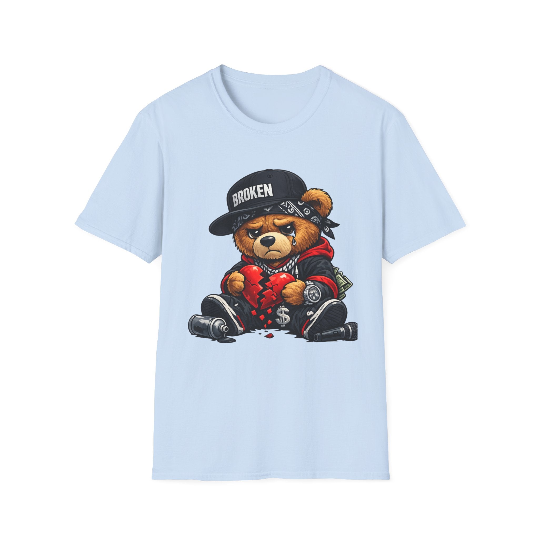 Broken Teddy Bear Graphic Tee — "Love Me" Street Art Shirt Unisex