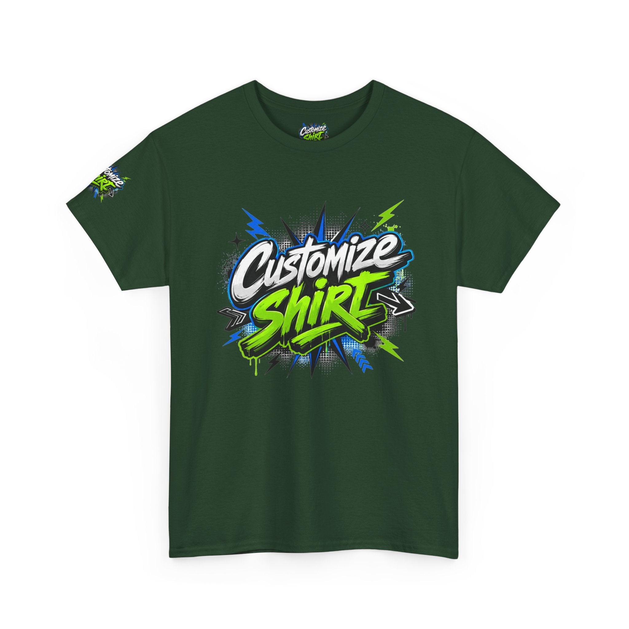 Customize Shirt Graphic Tee — Bold Neon Graffiti Design