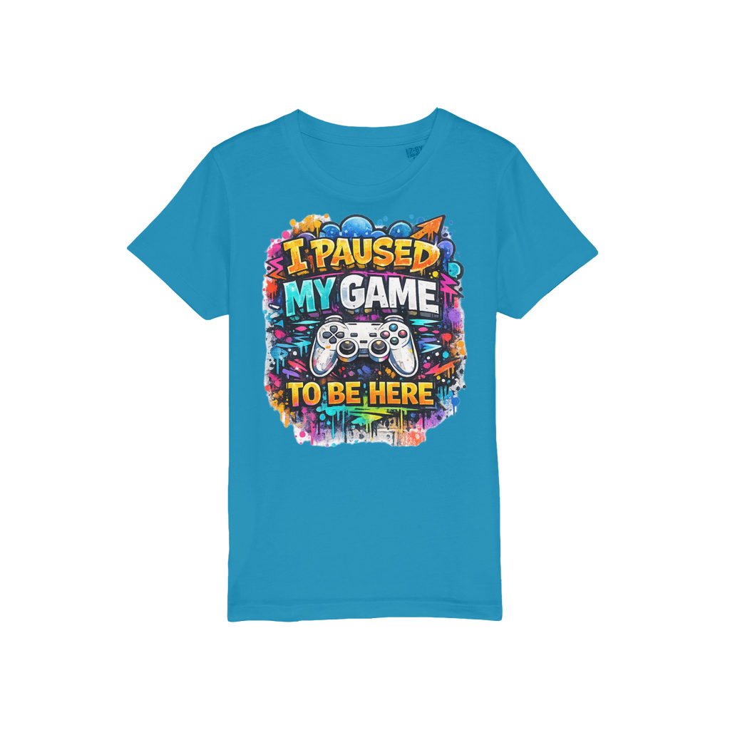 I Paused My Game Kids T-Shirt for Young Gamers - Organic Jersey