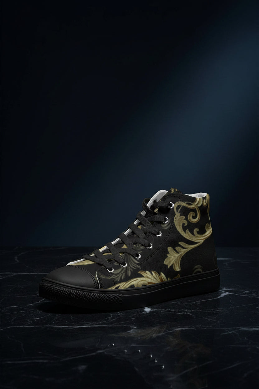 Elegant  Men's Hightop Canvas Shoe - Black