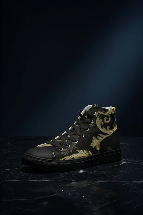 Elegant  Men's Hightop Canvas Shoe - Black