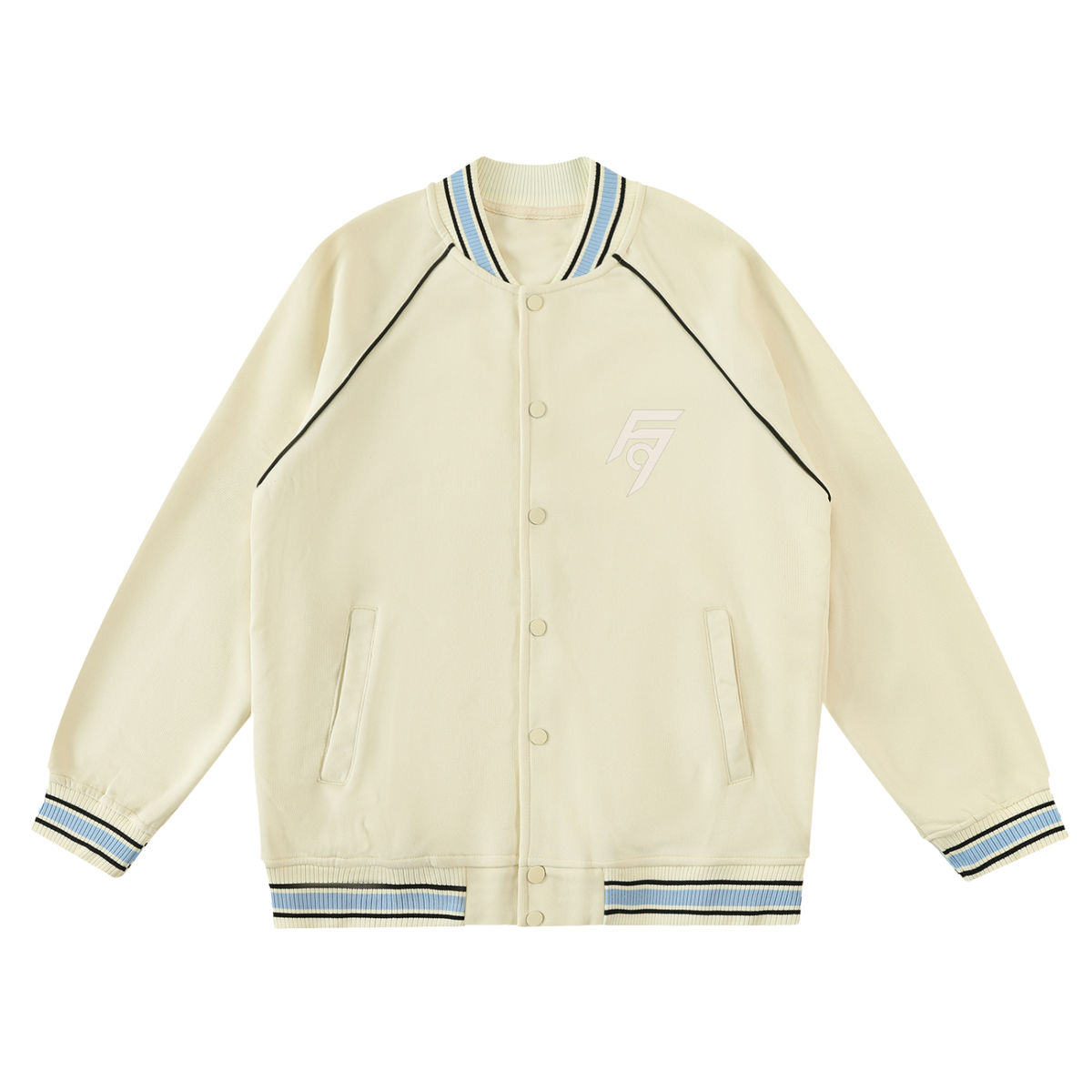 FUSE982 Contrast Trim Raglan Varsity Jacket