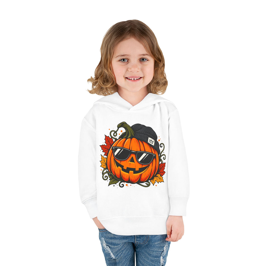 Toddler Halloween Pumpkin Hoodie - Cool Jack-O'-Lantern with Sunglasses & Beanie
