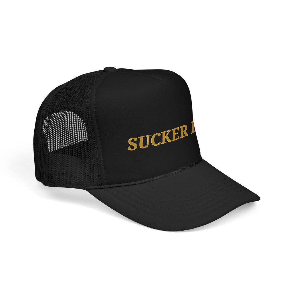 Sucker Free Trucker Hat — Vintage Gold Embroidered Foam Cap