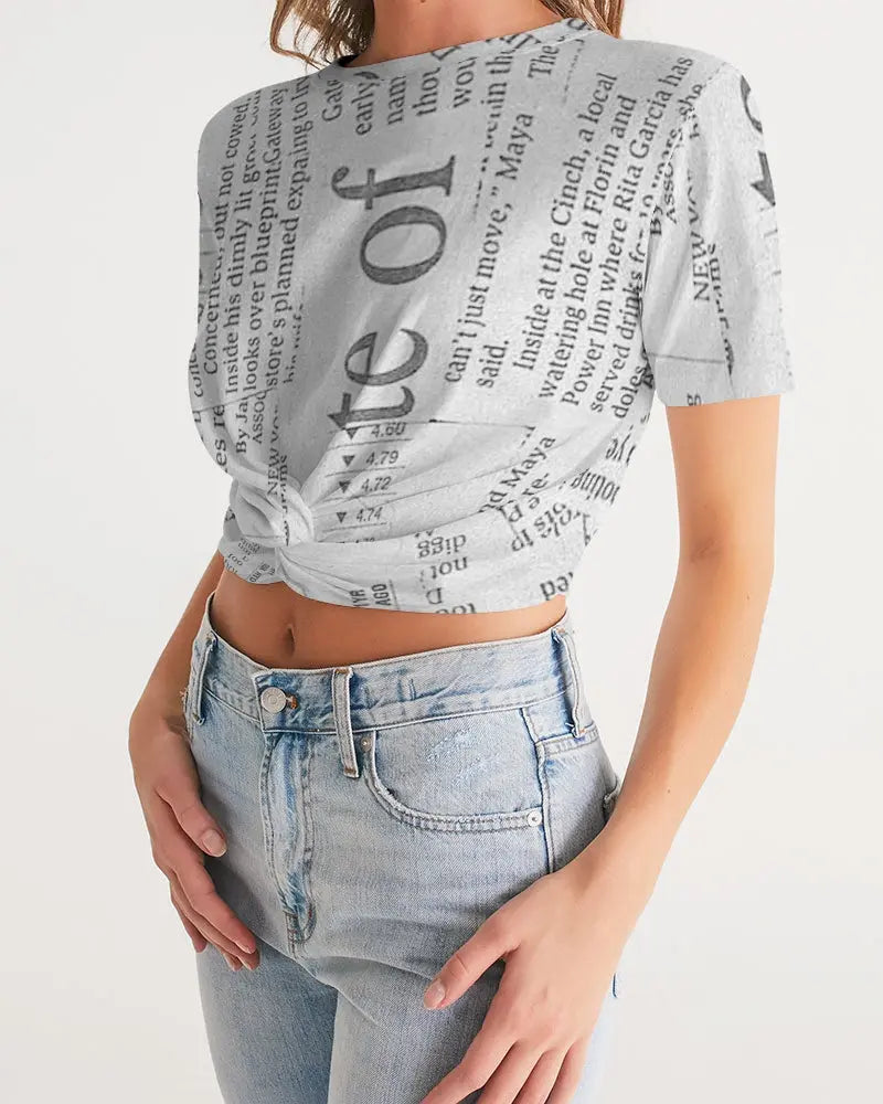 Vintage White Women's Twist-Front Cropped Tee - IAKAM