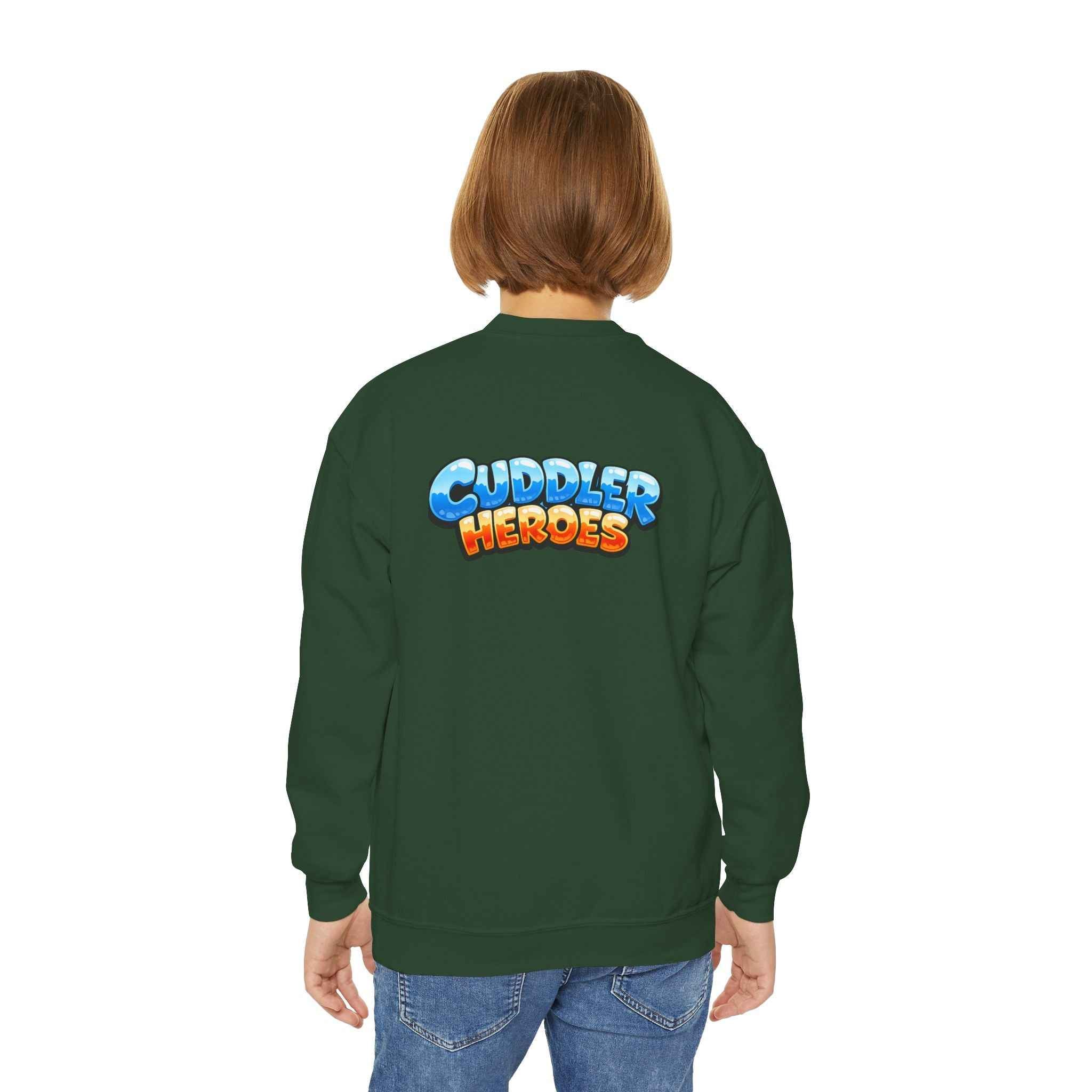 Cuddler Hero Kids Sweatshirt — Cute Superhero Teddy Crewneck