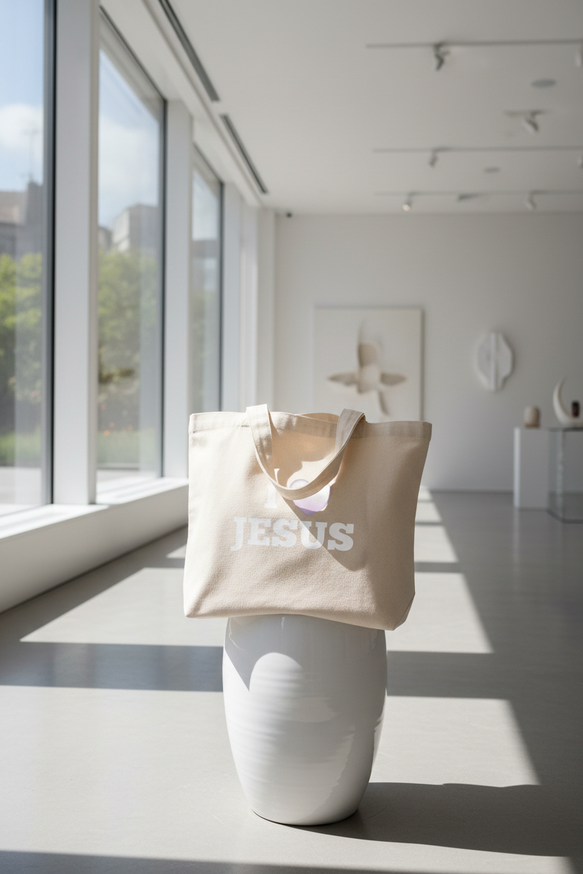 I love Jesus Tote Bag - Large Organic Eco-Friendly Stylish Faith Accessory