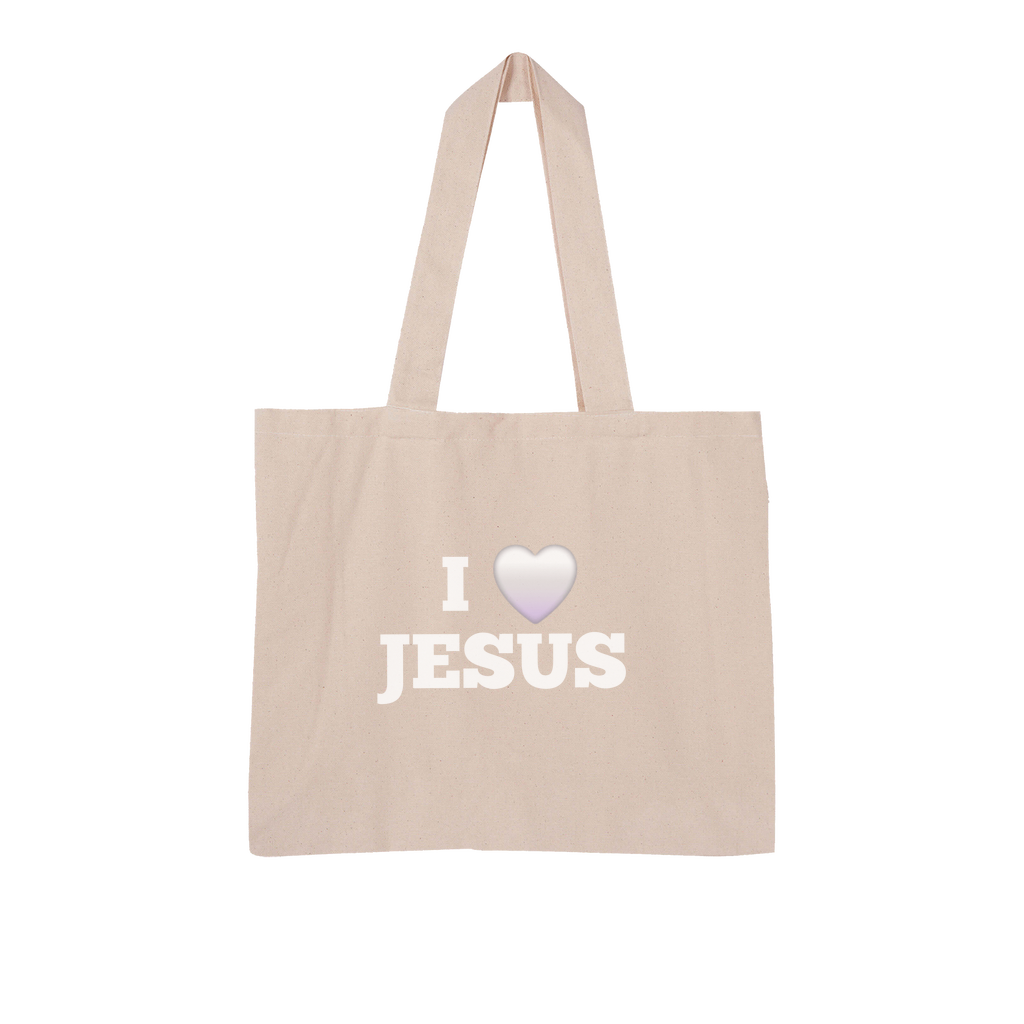 I love Jesus Tote Bag - Large Organic Eco-Friendly Stylish Faith Accessory