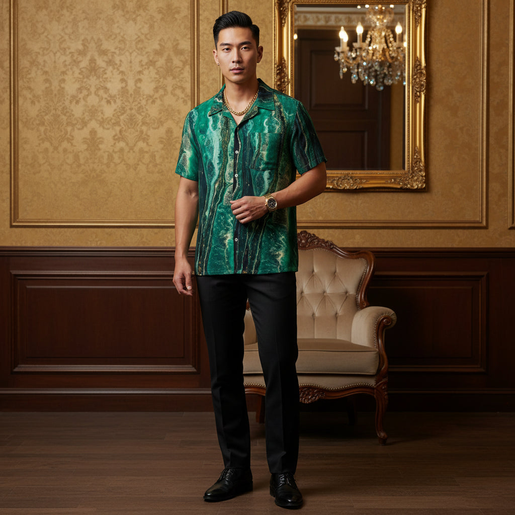Unisex Marble Green Shirt: Button Down for Stylish Comfort