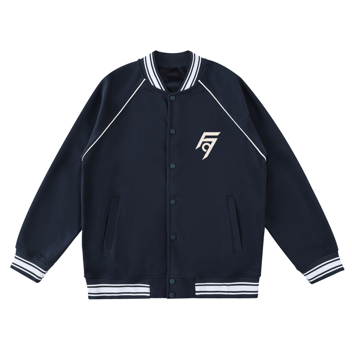 FUSE982 Contrast Trim Raglan Varsity Jacket