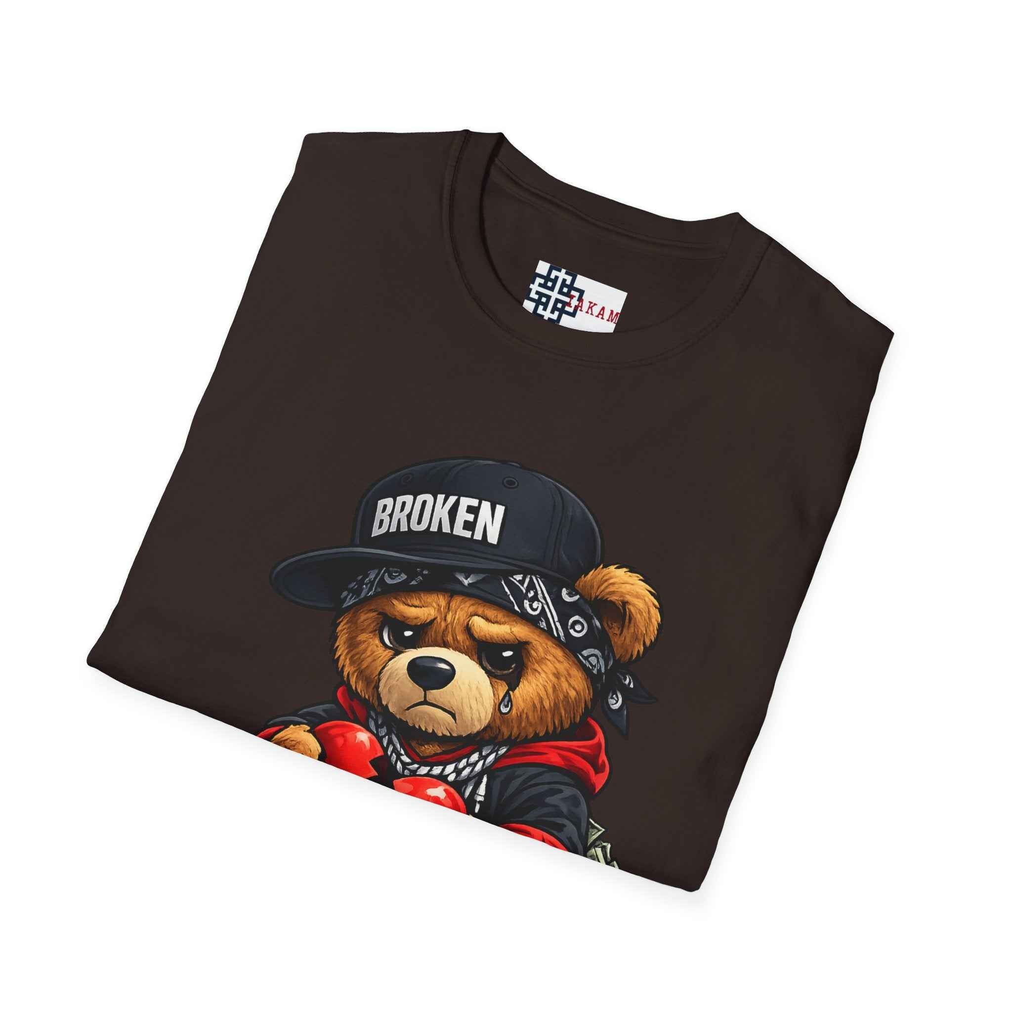 Broken Hearted Teddy Bear Graphic Tee — "Love Me" Street Art  T-Shirt