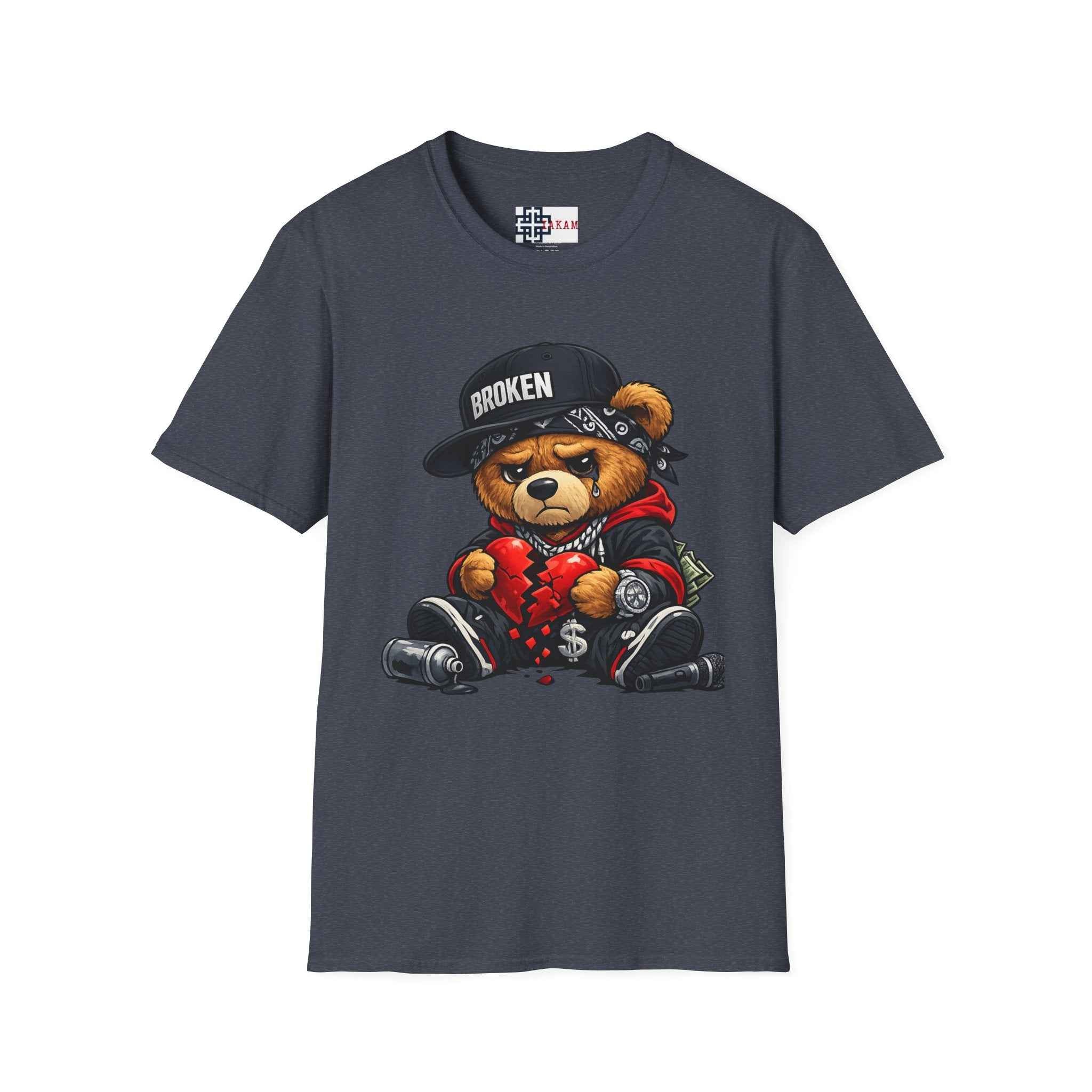 Broken Hearted Teddy Bear Graphic Tee — "Love Me" Street Art  T-Shirt