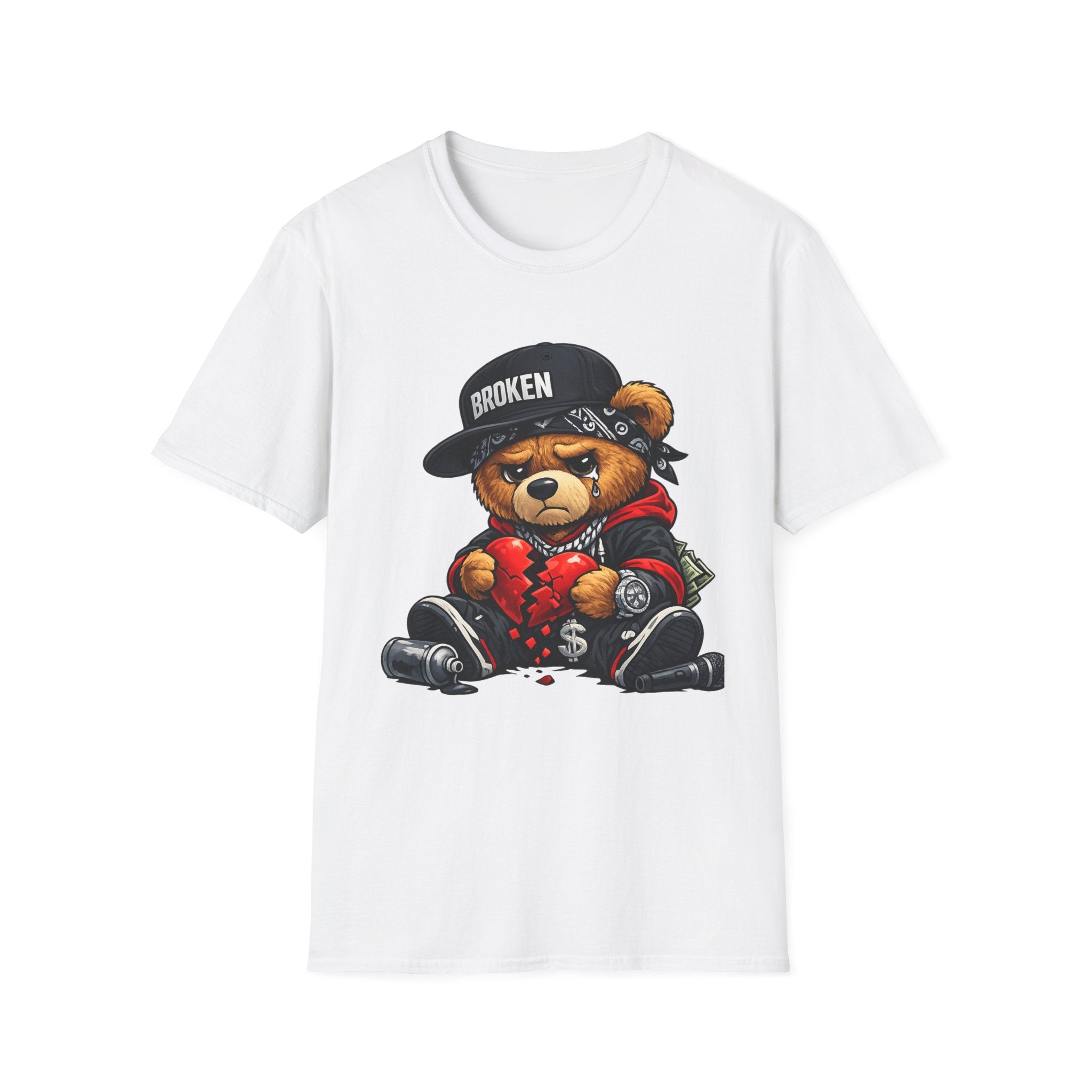 Broken Teddy Bear Graphic Tee — "Love Me" Street Art Shirt Unisex
