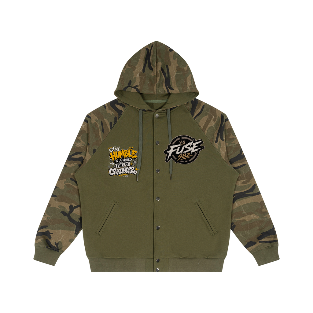 FUSE982 Unisex Camo-Splice Raglan Zip Hoodie