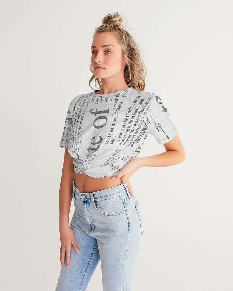 Vintage White Women's Twist-Front Cropped Tee - IAKAM