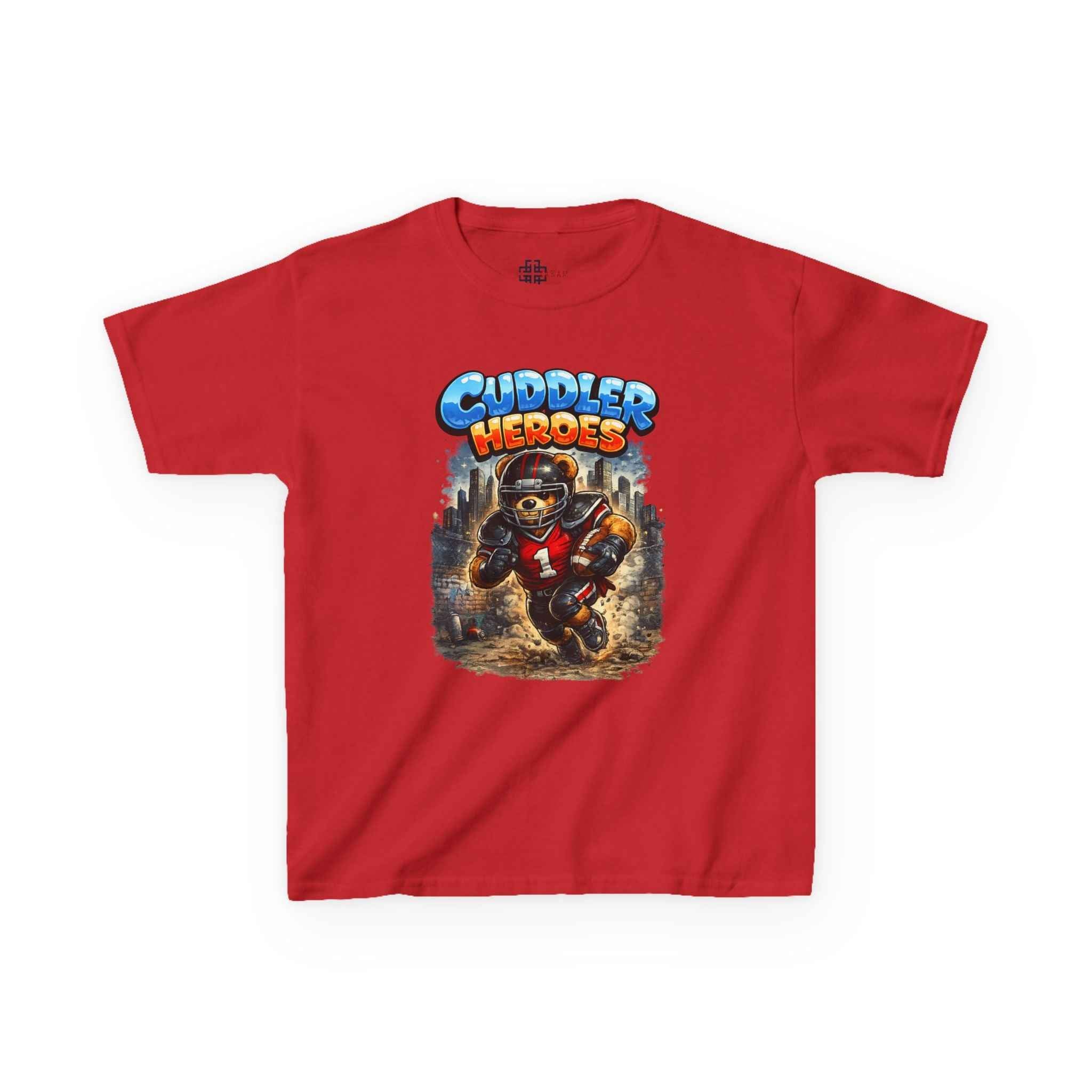Kids T-Shirt — "Cuddler Heroes" Football Bear Graphic Tee