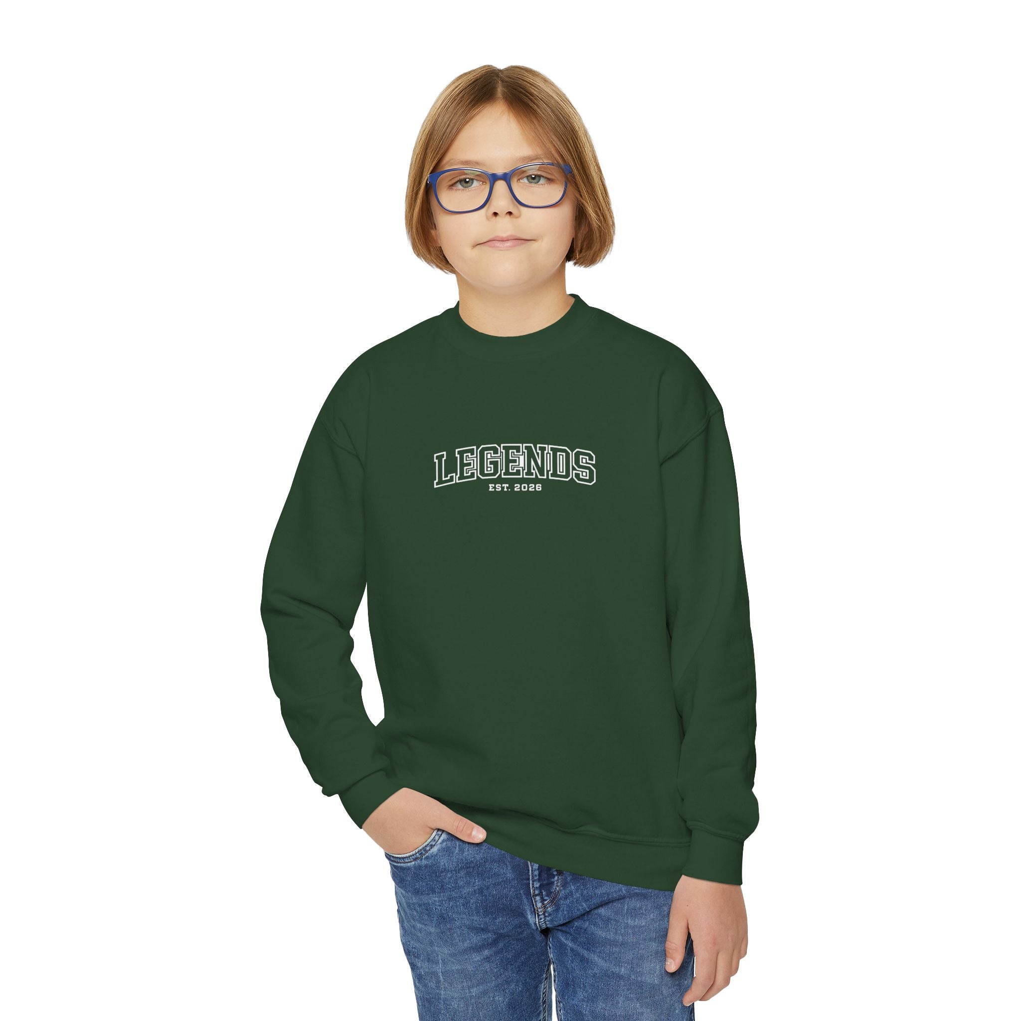 Youth Crewneck Sweatshirt – Classic Plain White Kids Pullover