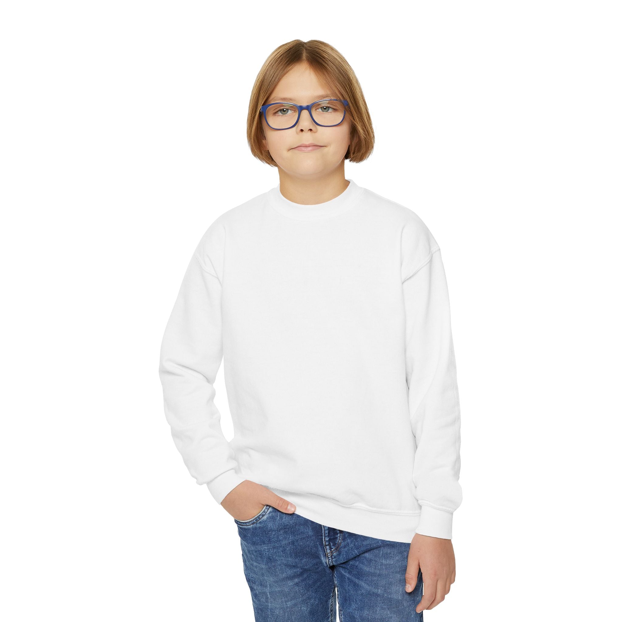 Youth Crewneck Sweatshirt – Classic Plain White Kids Pullover